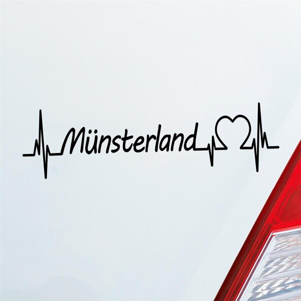 Auto Aufkleber Münsterland Puls Herzschlag Fun Sticker Heckscheibenaufkleber Autoaufkleber mit Ferien Region Motiv