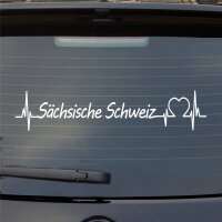 Heckscheibenaufkleber Sächsische Schweiz Puls Herzschlag Fun Sticker Auto-Aufkleber mit Ferien Region Motiv