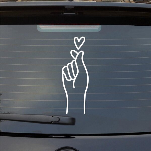 Heckscheibenaufkleber K-POP Finger Heart Fingerherz Fun Sticker Auto-Aufkleber mit Musik Motiv