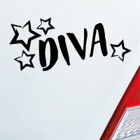 Diva Sterne Stars Schriftzug Auto Aufkleber Sticker Heckscheibenaufkleber