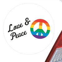Aufkleber Love & Peace Liebe Sticker 10cm